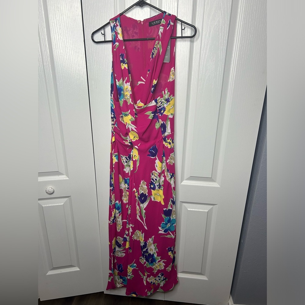 Lauren Ralph Lauren Floral Georgette Halter Dress Pink Floral‎ Size 14 NWT $165 - Picture 6 of 10